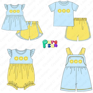 Nuovo arrivo abbigliamento per bambini smocked sei sole nodo francese ricamo ragazza vestiti estivi all'ingrosso per ragazze abbigliamento boutique - Product Image 5
