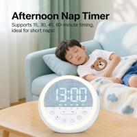 Horloge de bureau moderne rechargeable avec lumière RGB, entraîneur de sommeil numérique, musique de bruit blanc confortable qui améliore le sommeil