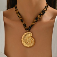 Collier écharpe avec breloque or étoile de mer gros Bandana collier à breloques léopard colliers ras du cou pour femmes Boho bijoux de plage