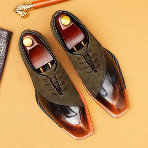 Chaussures habillées de luxe élégantes pour hommes en cuir véritable et daim bicolore, style Oxford, légères, idéales pour les affaires et les mariages - Product Image 1
