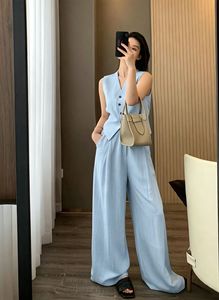 Ensemble deux pièces décontracté pour <span class=keywords><strong>femme</strong></span> : débardeur et pantalon taille basse en coton et lin – Nouvelle collection été 2026 - Product Image 2