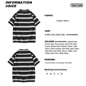 T-shirt Estiva da Uomo Casual <span class=keywords><strong>a</strong></span> Maniche Corte 100% Cotone <span class=keywords><strong>a</strong></span> <span class=keywords><strong>Righe</strong></span> <span class=keywords><strong>Bianche</strong></span> <span class=keywords><strong>e</strong></span> Nere Tinta Unita Girocollo Ampio Nuovo Stile Giapponese - Product Image 6