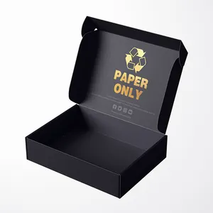 Gold Foil Magnetic Black Jewelry Box Packaging For Rings Necklace