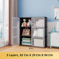 Meuble de rangement pliable double porte en PP pour chambre et salon, organisateur moderne et minimaliste pour snacks, jouets et vêtements