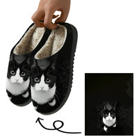 Chaussons personnalisés unisexes à bout fermé en coton chaud, semelle intérieure souple, semelle extérieure en TPR, doublure en peluche, antidérapants, imprimé dessin animé, chaussures d'intérieur POD