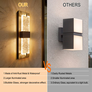 Lámpara de Pared LED de Lujo para Exteriores, Cristal Burbuja, Lámpara de Pared Exterior Impermeable de 16 Pulgadas para Jardín, Porche, Villa - Product Image 5