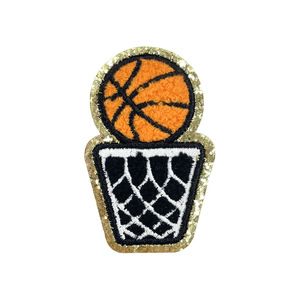 Accesorios de tela termoadhesivos DIY con bordado de toalla <span class=keywords><strong>Grite</strong></span> con borde dorado, con temática de béisbol, baloncesto y fútbol - Product Image 4