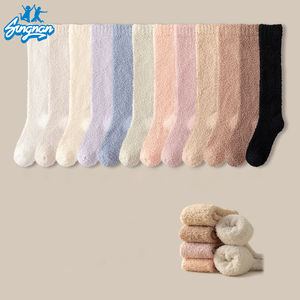 Winter <strong>Warmer</strong> <strong>Black</strong> White Fuzzy Socks Premium Soft <strong>Ladies</strong> Girls Floor Home Room Boot Knee Socks - Product Image 1