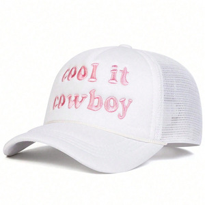 Gorra de béisbol bordada de 5 paneles Cool <span class=keywords><strong>It</strong></span> para mujer, protección solar ajustable para exteriores, logotipo personalizado, malla de esponja de estilo informal con letras - Product Image 4