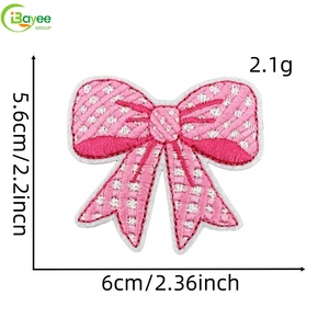 High-Density Precision Stitching New Design Eco-Friendly Polyester pink Iron-On Bowknot Embroidery Patch for Ladies Dress - Product Image 3