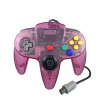 Controlador USB con cable N64, Joystick con motor de vibración y carcasa transparente para 64