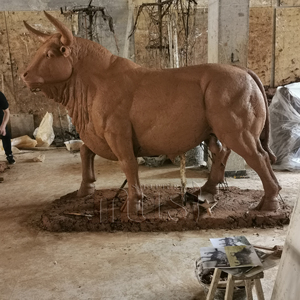 Decoración de jardín para el hogar, estatua de vaca de Metal, escultura de toro de bronce