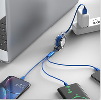 Câble de charge rapide rétractable 3-en-1 5A USB Type-C, câble micro USB C haute vitesse en cuivre pur, chargeur de téléphone portable, câble de données