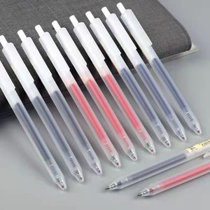 Push Button Gel <b>Pen</b> 0.5mm Stainless Steel Tip Plastic Shell Black Red Blue Ink Office School Use Transparent Body - Product Image 1