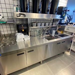 Barra de Bar para Restaurante, Mesa Alta Moderna de Acero Inoxidable SUS304 con Reposapiés, Impermeable, para Uso Comercial - Product Image 3