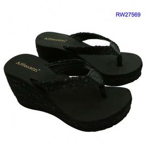 Sandales compensées à talons hauts pour femmes, nouvelle mode été 2020, plateforme à talons hauts, plage, EVA rouge, tongs à talons hauts pour filles - Product Image 6