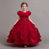 Robe de princesse longue et moelleuse en tulle pour filles, idéale pour les événements formels du Nouvel An et les fêtes.