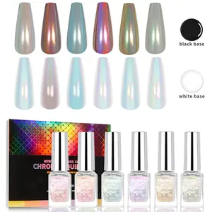 OEM Nail Gel Nhà cung cấp 6 màu sắc mới công thức Chrome móng tay lỏng đánh bóng ma thuật gương Chrome lỏng UV Gel Sơn móng tay