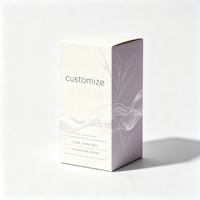 Boîte de sérum pour soins de la peau en carton pliable, avec logo personnalisé, motif vague liquide, illustration botanique, couleur ivoire lavande, emballage en gros