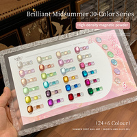 Nouvelle Collection Été Lumineux : Kit de Vernis Gel Effet Œil de Chat 30 Couleurs 2026 – Gel Pailleté Effet Œil de Chat pour Ongles, Nécessite une Lampe UV pour Sécher