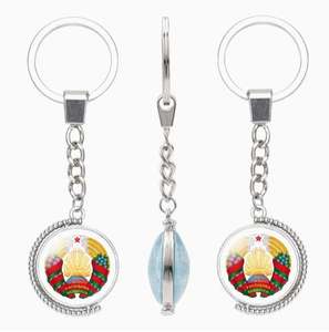 Porte-clés rotatif double face avec drapeau <span class=keywords><strong>de</strong></span> la Slovaquie, <span class=keywords><strong>armoiries</strong></span> nationales, pierre précieuse, accessoire créatif - Product Image 6