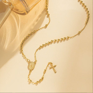 Collar de Rosario de Joyería Fina de Acero Inoxidable 316l con Baño de Oro de 14k 18k y Logotipo Personalizado Religioso, Resistente al Agua, para Mujer - Product Image 4