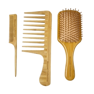 Juego de 4 peines de bambú de dientes anchos, cepillos de pelo de <span class=keywords><strong>madera</strong></span> natural <span class=keywords><strong>para</strong></span> salón con mini peine desenredante, <span class=keywords><strong>para</strong></span> uso doméstico y hotelero, en caja. - Product Image 5