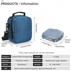 Étui de rangement pour filtres d'objectif d'appareil photo en microfibre, 9 pièces, de 25 mm à 95 mm, bleu paon, certifié BSCI - Product Image 5
