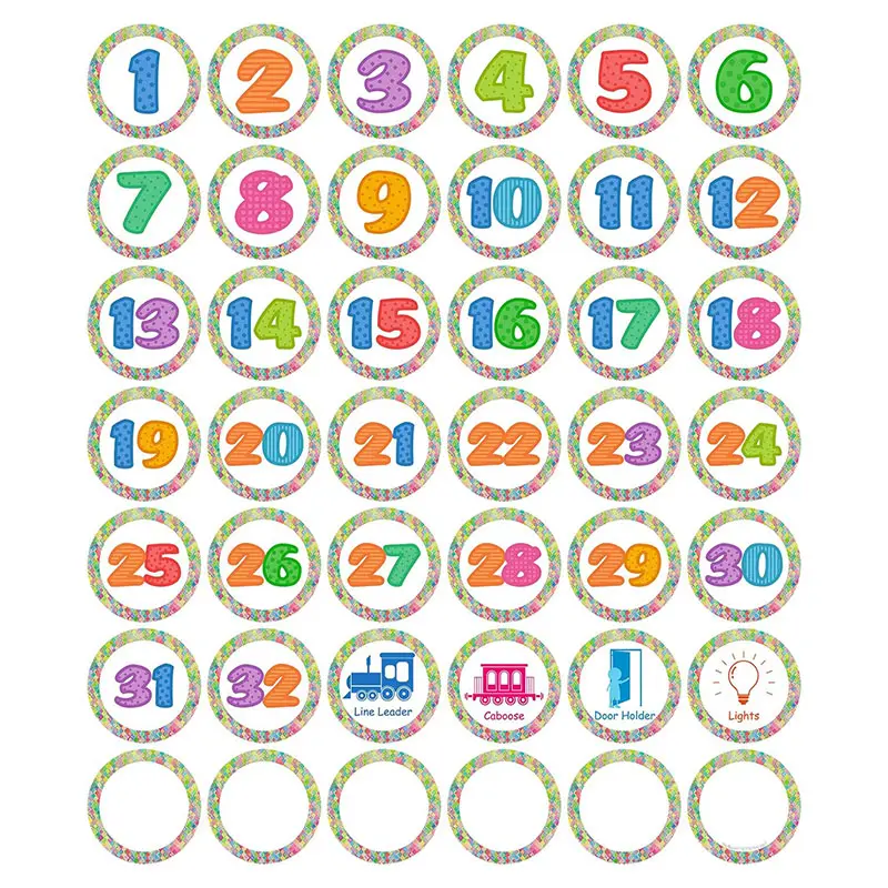 Pegatinas de marcadores de punto de número Multicolor de 4 pulgadas, calcomanías de piso de puntos de línea, puntos de línea para el piso del aula