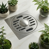 Siphon de sol carré pour machine à laver, en acier inoxydable 304 brossé, 4 pouces, anti-odeur, anti-insectes, anti-refoulement, pour salle de bain et cuisine