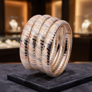 Wholesale 3 Tone Gold Filled <b>Bangles</b> <b>Set</b>, Multi Tone Plated Forming <b>Bangles</b> <b>Set</b>, Fashion <b>Bangles</b>, Tri Color Brass <b>Bangles</b> <b>Set</b>. - Product Image 2