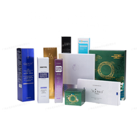 Emballage cosmétique carré de 35ml, bouteille de lotion en verre, papier enduit pour soins de la peau, boîtes pliantes en carton pour bouteille