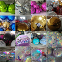 Boule de miroir argentée gonflable grosses boules brillantes ballon de fête disco géant décor d'événement de noël réfléchissant PVC grande sphère de miroir