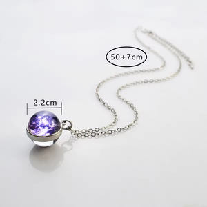 Pingente de Bola de Vidro do Sistema Solar Luminosa 20MM Colar de Aço Inoxidável Prateado Via Láctea Lua Júpiter Netuno Sol Bonito para Casamento - Product Image 5