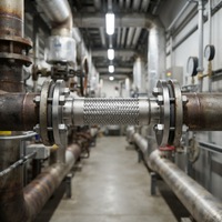 Tuyau flexible métallique tressé en acier inoxydable 304 à brides DN15-DN400 PN16, joint d'expansion anti-vibration pour eau, huile, gaz