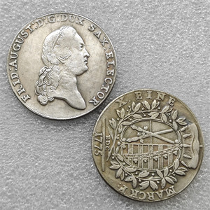 Pièces de monnaie commémoratives de style antique des États allemands de la Saxe 1775 EDC Thaler, cadeaux, décoration de la maison - Product Image 1