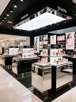 Vitrines de présentation de parfums de luxe, comptoirs de parfums personnalisés, vitrines LED, équipements de magasin de détail, solution de magasin clé en main complète