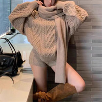 Pull col rond style décontracté pour femme, nouvelle collection automne, ample et doux, en tricot nylon/coton