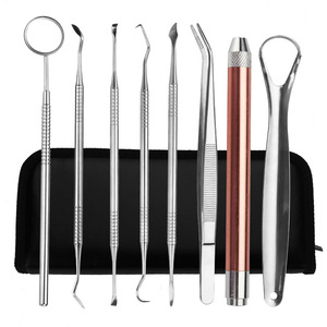 Stainless Steel Dental <b>Tool</b> Set 8 Pieces With Light For <b>Teeth</b> <b>Cleaning</b> And Oral Care Home Use - Product Image 1