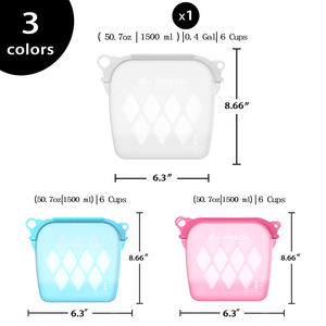 <span class=keywords><strong>Bolsas</strong></span> de Silicona Reutilizables Magnéticas para Almacenamiento de Alimentos, <span class=keywords><strong>Bolsas</strong></span> de Silicona Sellables a Prueba de Fugas, Ecológicas, de Platino, de 1500 ml, Personalizadas - Product Image 2