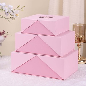 Caja de Regalo de Cartón con Diseño de Doble Lazo Cuadrado Rosa <span class=keywords><strong>para</strong></span> <span class=keywords><strong>Cumpleaños</strong></span>, Día de San Valentín y Día de la Madre - Product Image 3