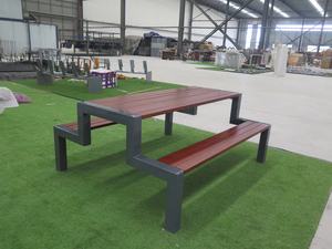 फैक्टरी आउटडोर लकड़ी की मेज बेंच सेट बाहर सार्वजनिक आँगन पार्क पिकनिक टेबल - Product Image 6
