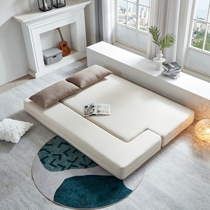 Modern Home Foldable Floor <b>Sofa</b> Bed Linen Upholstered Convertible Couch with Pillows for Guest Room and Kids Room - Product Image 1