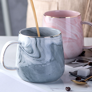 Nhà Máy Trực Tiếp Bán Đầy Màu Sắc Tráng Men Đá Cẩm Thạch Cốc Cà Phê Gốm Với Xử Lý Vàng - Product Image 3