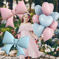 Nouvel ensemble de ballons en aluminium en forme de cœur avec nœud papillon, décorations d'anniversaire flottantes