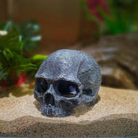 Décoration esthétique en résine en forme de crâne pour terrarium de reptiles, paysage d'aquarium, grotte cachette, ornement pour dragon barbu et serpent