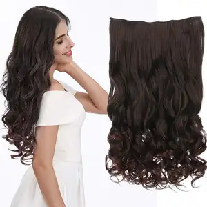 QSY özelleştirilmiş 12 ila 20 inç 5-piece set kadınlar için klipsli postiş düz doğal sentetik saç uzun düz saç