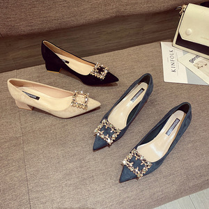 <b>Chunky</b> Heel 4.5cm Women Dress <b>Shoes</b> Suede Pumps <b>Shoes</b> Ladies Hot Sale Pump Factory Price - Product Image 4