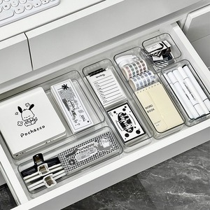 Transparent Acrylic Drawer Dividers Rectangle Stackable Office Organizer For Desk Stationery Cosmetics Storage Box - Product Image 2