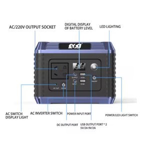 ESG 200W Travel Camping Generador solar móvil Batería de litio Fuente de alimentación Banco de energía portátil con mango - Product Image 5